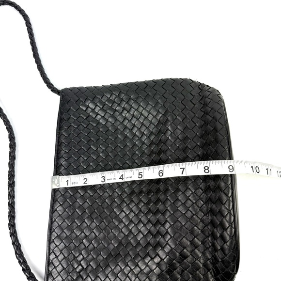 Talbots Vintage Chic Weave Handbag Black Leather Shoulder Bag‎ Braided Strap - Picture 11 of 13
